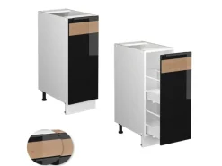 Vicco Apothekerschrank Fame-Line Schwarz-Eiche Hochglanz/Weiß 30 cm ohne Arbeitsplatte< Küchenschränke