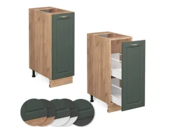 Küchenschränke<Vicco Apothekerschrank Fame-Line Grün-Gold Landhaus/Goldkraft Eiche 30 cm AP Eiche