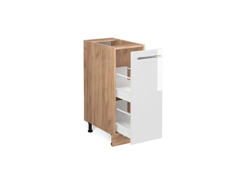 Küchenschränke<Vicco Apothekerschrank Fame-Line Hochglanz/Goldkraft Eiche 30 cm AP Marmor