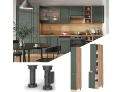 Küchenschränke<Vicco Apothekerschrank Fame-Line Grün-Gold Landhaus/Goldkraft Eiche 30 cm