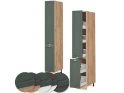 Küchenschränke<Vicco Apothekerschrank Fame-Line Grün-Gold Landhaus/Goldkraft Eiche 30 cm