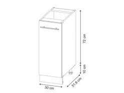 Pfannen<Vicco Apothekerschrank Fame-Line Hochglanz/Weiß 30 cm ohne Arbeitsplatte