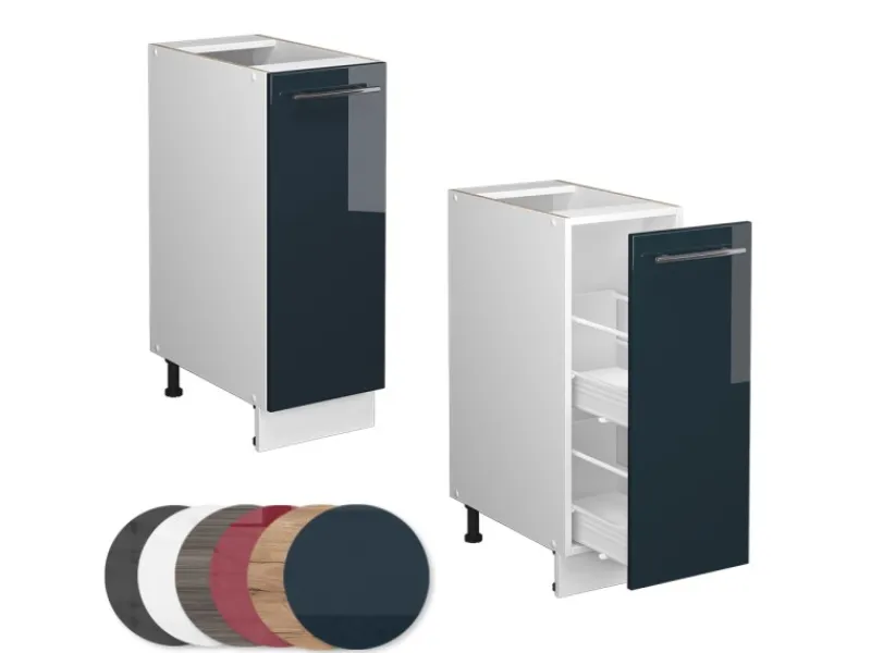 Pfannen<Vicco Apothekerschrank Fame-Line Hochglanz/Weiß 30 cm ohne Arbeitsplatte