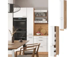 Vicco Apothekerschrank R-Line Medizinschrank für die Küche Hochglanz/Goldkraft Eiche 30 cm< Küchenschränke