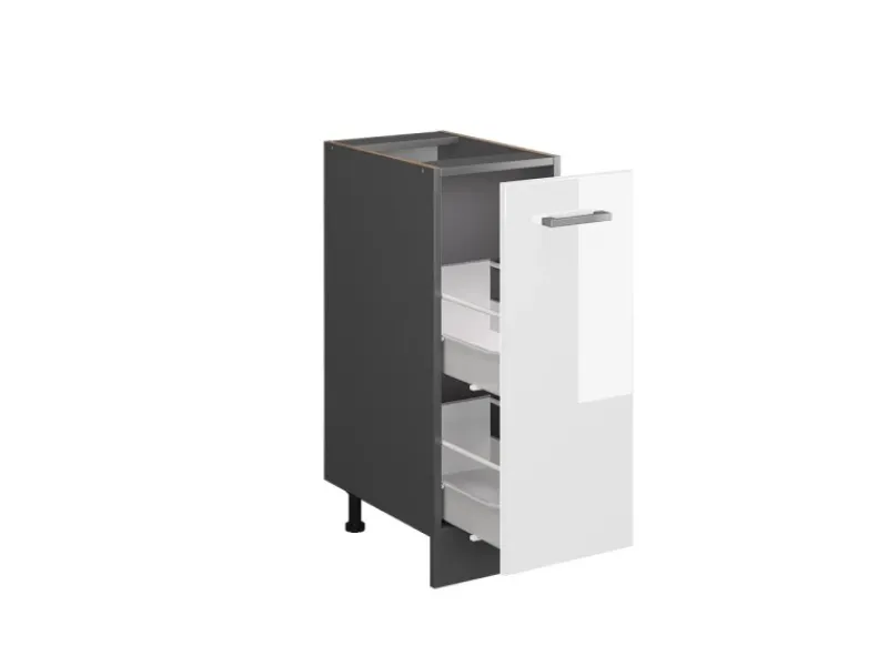 Vorratsbehälter<Vicco Apothekerschrank R-Line Medizinschrank für die Küche Hochglanz/Anthrazit AP Marmor