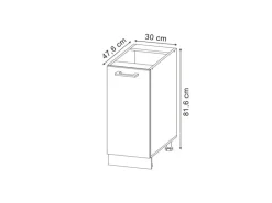 Best Vicco Apothekerschrank R-Line Hochglanz/Goldkraft Eiche 30 cm ohne Arbeitsplatte Anthrazit
