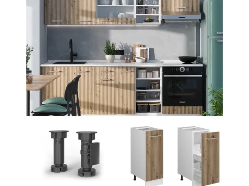 Vicco Apothekerschrank R-Line Artisan-Eiche/Weiß 30 cm ohne Arbeitsplatte< Küchenschränke