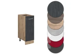 Küchenschränke<Vicco Apothekerschrank R-Line Medizinschrank für die Küche Schwarz Beton 30 cm AP Anthrazit mit Goldkraft Eiche Korpus
