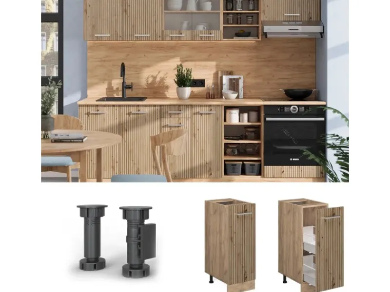 Online Vicco Apothekerschrank R-Line Artisan-Eiche/Goldkraft Eiche 30 cm ohne Arbeitsplatte Artisan Eiche