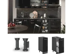 Vicco Apothekerschrank R-Line Schwarz Hochglanz/Anthrazit 30 cm ohne Arbeitsplatte Schwarz Glänzend