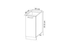 Vicco Apothekerschrank R-Line Schwarz Hochglanz/Anthrazit 30 cm ohne Arbeitsplatte Schwarz Glänzend