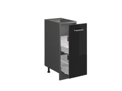Vicco Apothekerschrank R-Line Schwarz Hochglanz/Anthrazit 30 cm ohne Arbeitsplatte Schwarz Glänzend