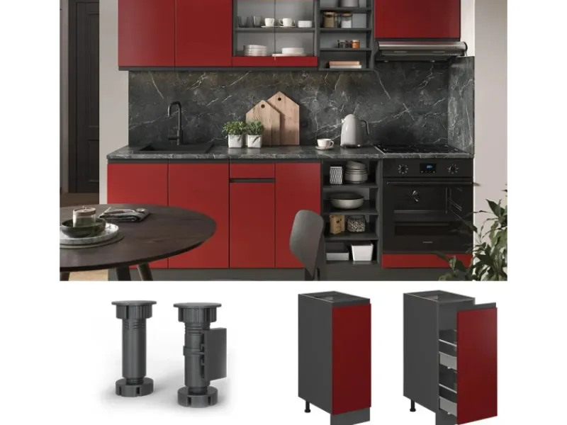 Vicco Apothekerschrank R-Line /Anthrazit 30 cm J-Shape ohne Arbeitsplatte< Küchenschränke