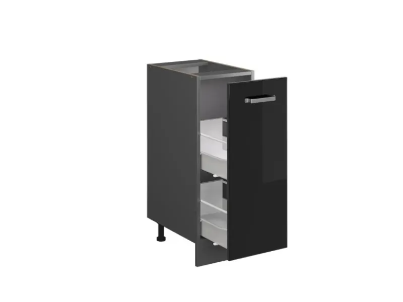 Küchenschränke<Vicco Apothekerschrank R-Line Schwarz Hochglanz/Anthrazit 30 cm AP Anthrazit