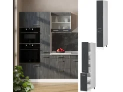 New Vicco Apothekerschrank R-Line Medizinschrank für die Küche Schwarz Beton/Weiß 30 cm Beton Anthrazit