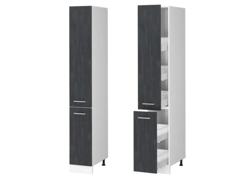 New Vicco Apothekerschrank R-Line Medizinschrank für die Küche Schwarz Beton/Weiß 30 cm Beton Anthrazit