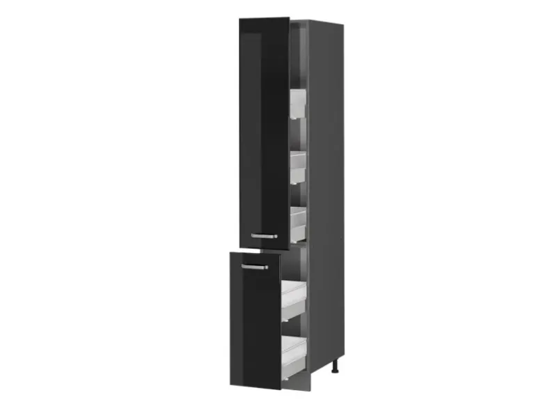 New Vicco Apothekerschrank R-Line Medizinschrank für die Küche Schwarz Hochglanz/Anthrazit 30 cm Schwarz Glänzend