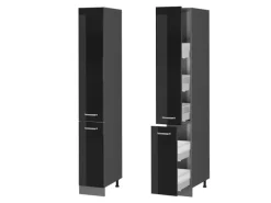 New Vicco Apothekerschrank R-Line Medizinschrank für die Küche Schwarz Hochglanz/Anthrazit 30 cm Schwarz Glänzend