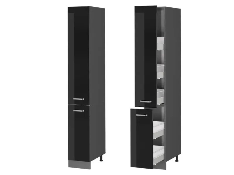New Vicco Apothekerschrank R-Line Medizinschrank für die Küche Schwarz Hochglanz/Anthrazit 30 cm Schwarz Glänzend