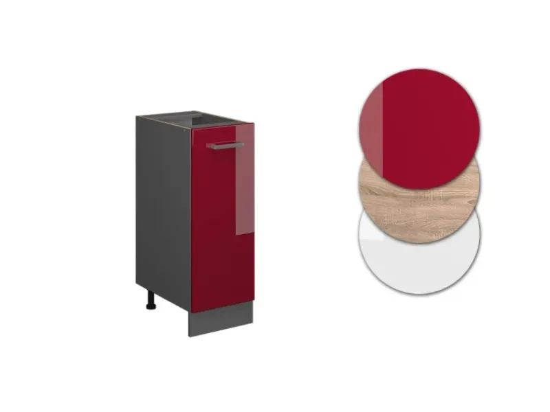 Vicco Apothekerschrank R-Line Bordeaux Hochglanz/Anthrazit 30 cm ohne Arbeitsplatte< Küchenschränke