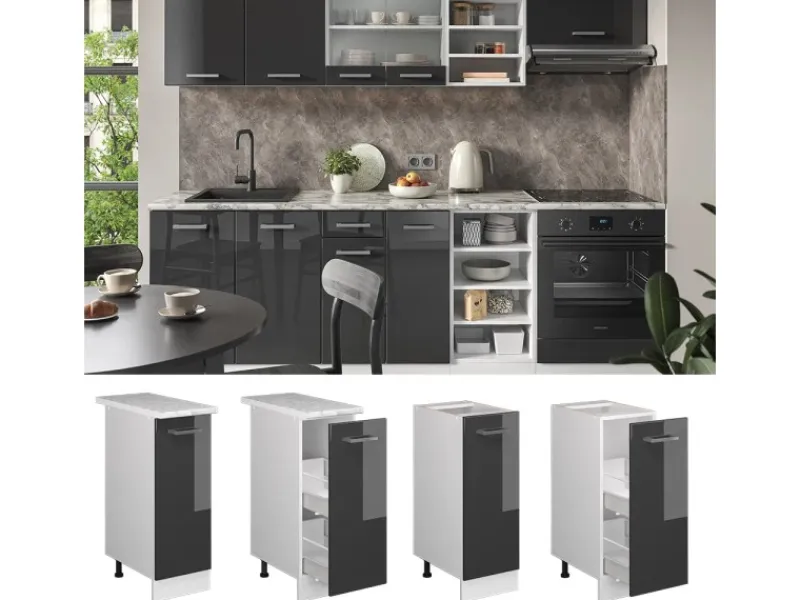 Vicco Apothekerschrank R-Line Hochglanz/Weiß 30 cm ohne Arbeitsplatte< Küchenschränke