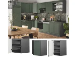 Vicco Eckhängeschrank Fame-Line Küchen-Eckschrank Grün-Gold Landhaus/Anthrazit 57 cm Dunkelgrün