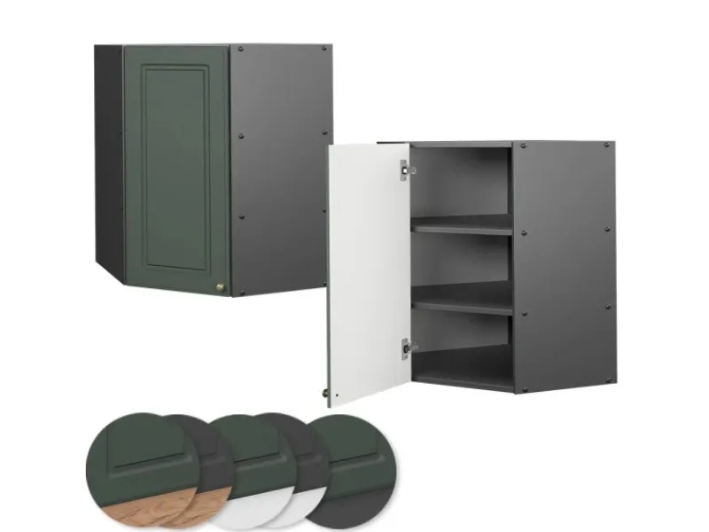 Vicco Eckhängeschrank Fame-Line Küchen-Eckschrank Grün-Gold Landhaus/Anthrazit 57 cm Dunkelgrün