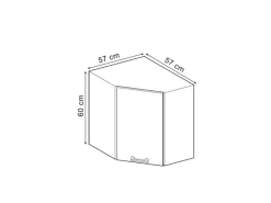 Best Vicco Eckhängeschrank R-Line Küchen-Eckschrank Artisan-Eiche/Weiß 57 cm Artisan Eiche