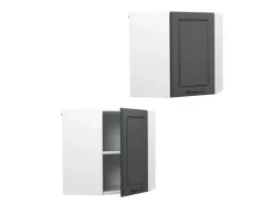 Vicco Eckhängeschrank R-Line Küchen-Eckschrank Anthrazit Landhaus/Weiß 57 cm Anthrazitgrau