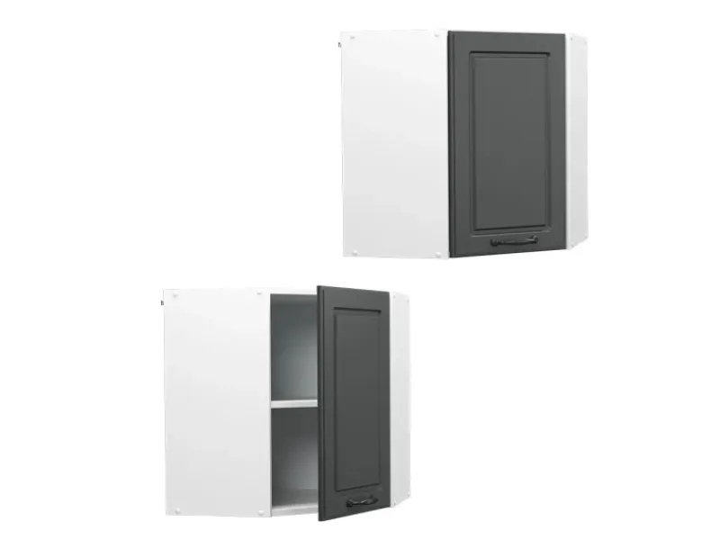 Vicco Eckhängeschrank R-Line Küchen-Eckschrank Anthrazit Landhaus/Weiß 57 cm Anthrazitgrau