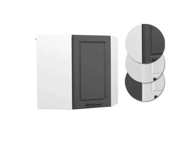 Vicco Eckhängeschrank R-Line Küchen-Eckschrank Anthrazit Landhaus/Weiß 57 cm Anthrazitgrau
