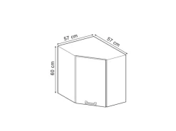 Küchenschränke<Vicco Eckhängeschrank R-Line Küchen-Eckschrank Schwarz Hochglanz/Weiß 57 cm
