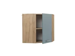 Vicco Eckhängeschrank R-Line Küchen-Eckschrank Blau-Grau/Goldkraft Eiche 57 cm Blaugrau