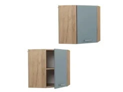 Vicco Eckhängeschrank R-Line Küchen-Eckschrank Blau-Grau/Goldkraft Eiche 57 cm Blaugrau