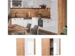 Vicco Eckhängeschrank R-Line Küchen-Eckschrank Hochglanz/Goldkraft Eiche 57 cm< Küchenschränke