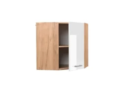Vicco Eckhängeschrank R-Line Küchen-Eckschrank Hochglanz/Goldkraft Eiche 57 cm< Küchenschränke