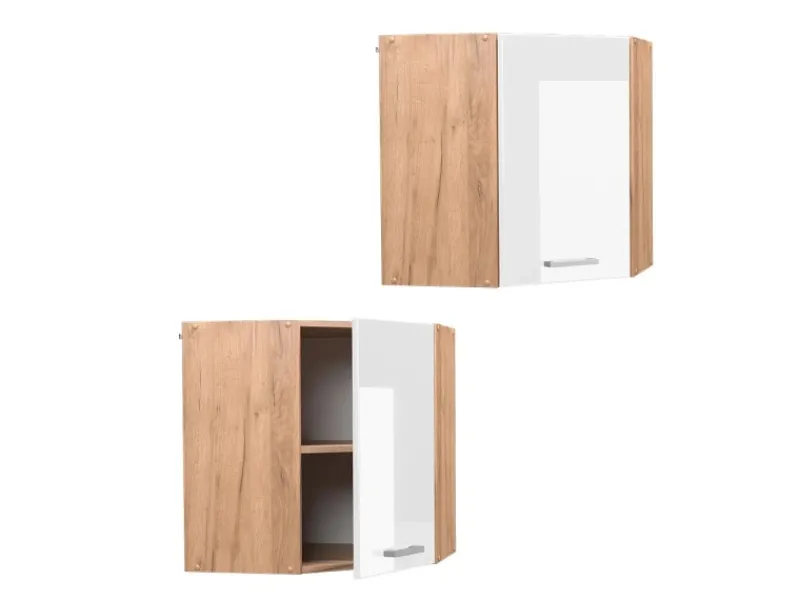 Vicco Eckhängeschrank R-Line Küchen-Eckschrank Hochglanz/Goldkraft Eiche 57 cm< Küchenschränke
