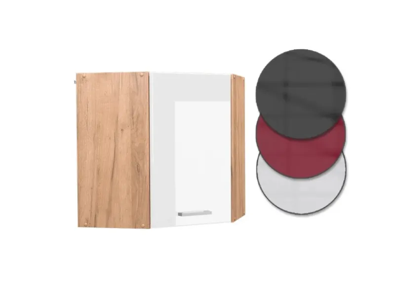 Vicco Eckhängeschrank R-Line Küchen-Eckschrank Hochglanz/Goldkraft Eiche 57 cm< Küchenschränke