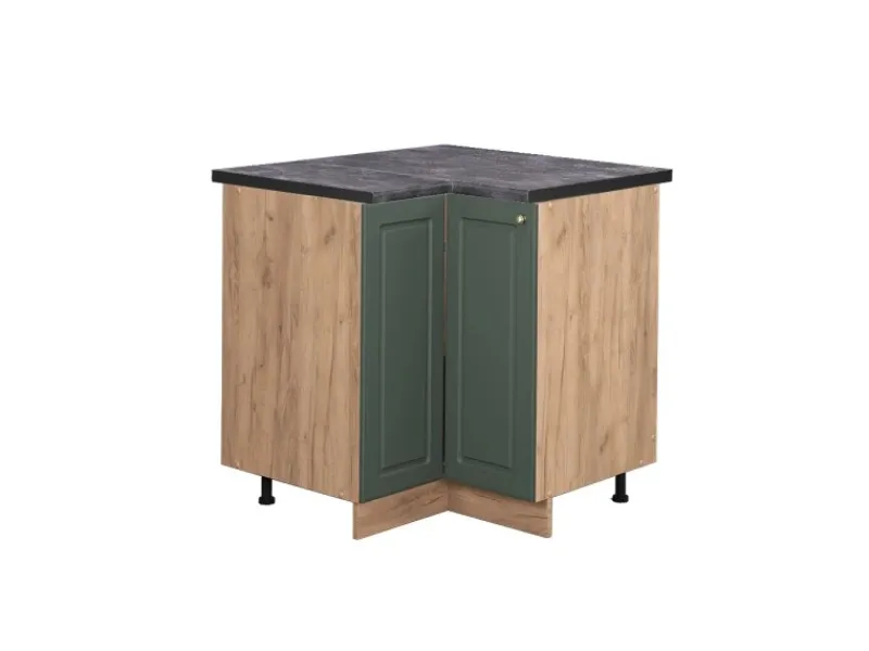 Küchenschränke<Vicco Eckunterschrank Fame-Line Grün-Gold Landhaus/Goldkraft Eiche 81 cm AP Anthrazit
