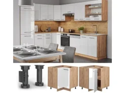 Best Vicco Eckunterschrank Fame-Line Hochglanz/Goldkraft Eiche 81 cm ohne Arbeitsplatte Weiß