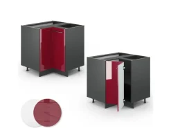 Sale Vicco Eckunterschrank Fame-Line Bordeaux Hochglanz/Anthrazit 81 cm ohne Arbeitsplatte Bordeaux-Glanz