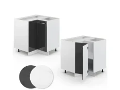 Küchenregale<Vicco Eckunterschrank Fame-Line Hochglanz/Weiß 81 cm AP
