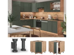 Küchenschränke<Vicco Eckunterschrank Fame-Line Grün-Gold Landhaus/Goldkraft Eiche 81 cm ohne Arbeitsplatte