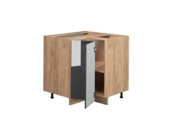 Küchenregale<Vicco Eckunterschrank Fame-Line Hochglanz/Goldkraft Eiche 81 cm AP Marmor