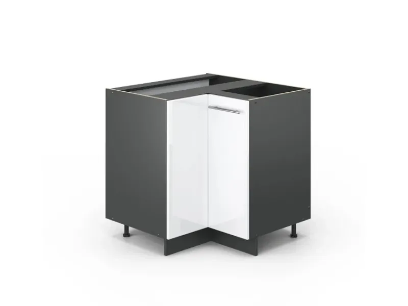 Küchenregale|Küchenschränke<Vicco Eckunterschrank Fame-Line Hochglanz/Anthrazit 81 cm ohne Arbeitsplatte