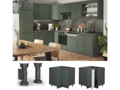 Sale Vicco Eckunterschrank Fame-Line Grün-Gold Landhaus/Anthrazit 81 cm AP Anthrazit Dunkelgrün