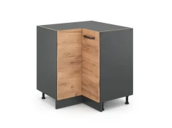 Küchenschränke<Vicco Eckunterschrank R-Line Goldkraft /Anthrazit 76 cm ohne Arbeitsplatte