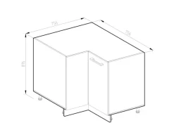 Küchenschränke<Vicco Eckunterschrank R-Line Goldkraft /Anthrazit 76 cm ohne Arbeitsplatte