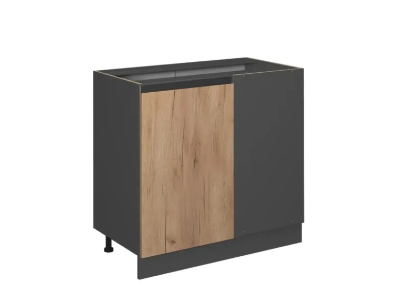 Vicco Eckunterschrank R-Line Goldkraft /Anthrazit 86 cm J-Shape ohne Arbeitsplatte< Küchenschränke