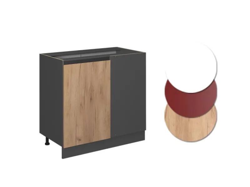 Vicco Eckunterschrank R-Line Goldkraft /Anthrazit 86 cm J-Shape ohne Arbeitsplatte< Küchenschränke